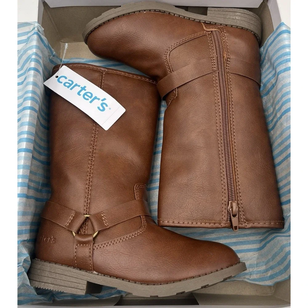 Carters Little Girls Liat High-Shaft Riding Boot Size 12 Brown Size Zip Mid-calf